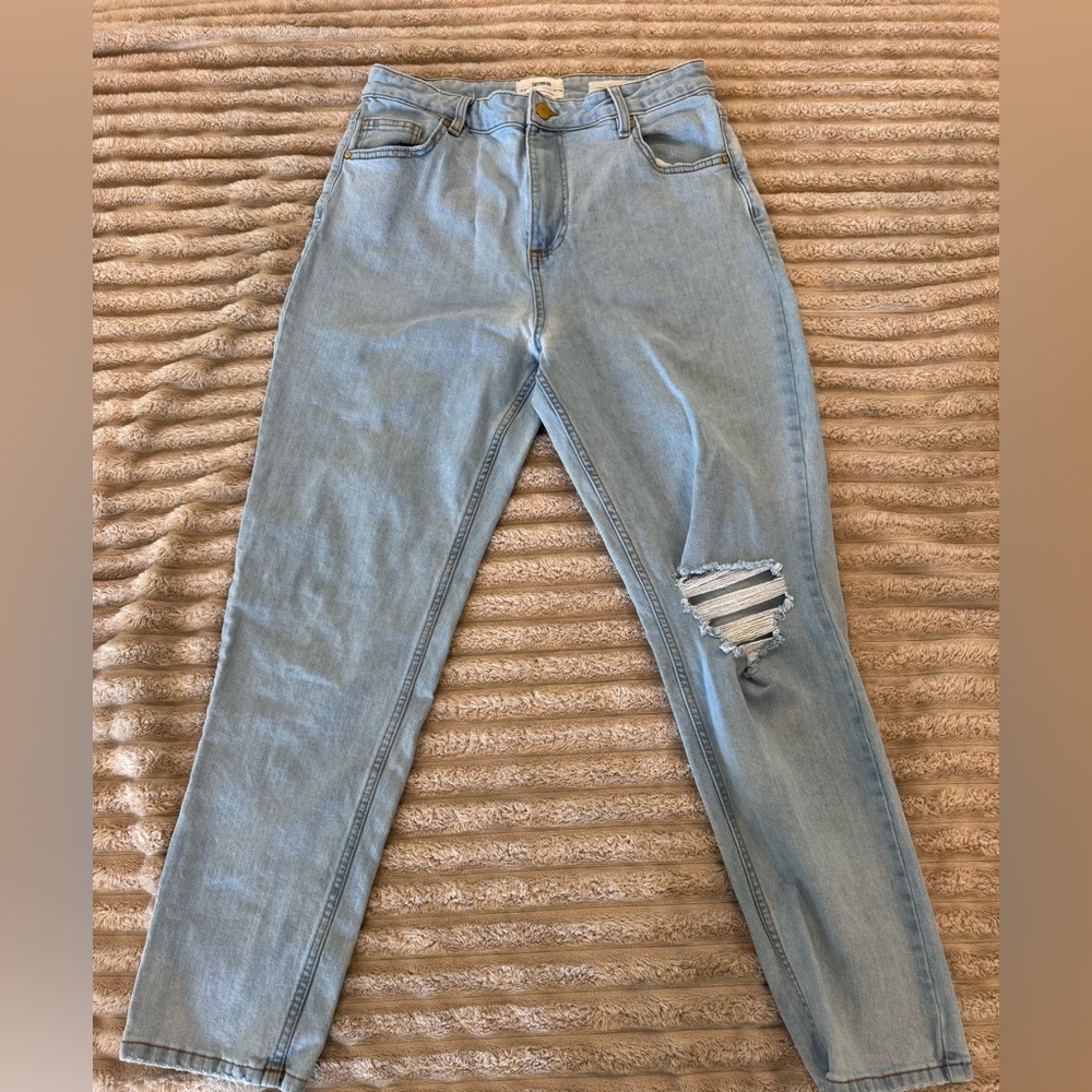 Cotton On Light Blue Ripped Mom Jeans